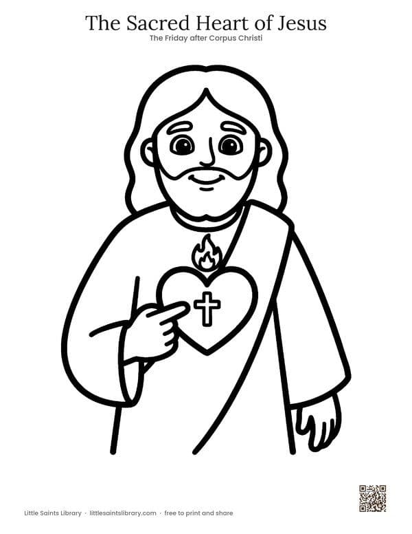 The Sacred Heart of Jesus coloring sheet, preview