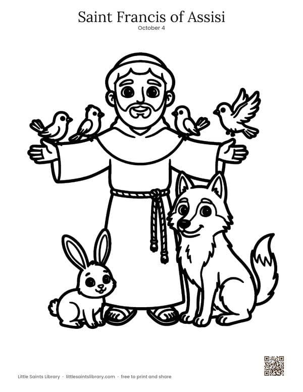 Saint Francis of Assisi coloring sheet, preview
