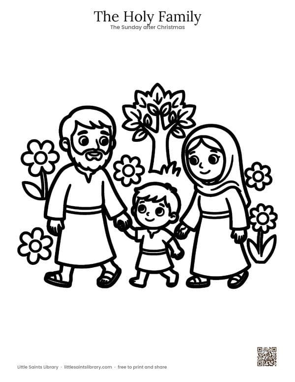 The Holy Family coloring sheet, preview