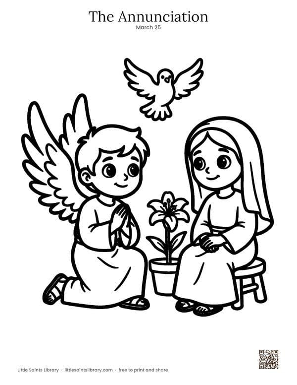 The Annunciation coloring sheet, preview