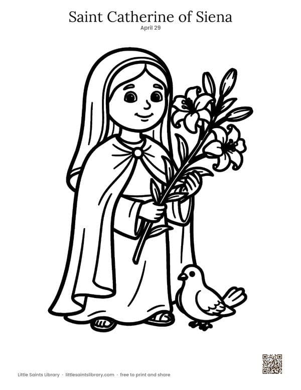 Saint Catherine of Siena coloring sheet, preview