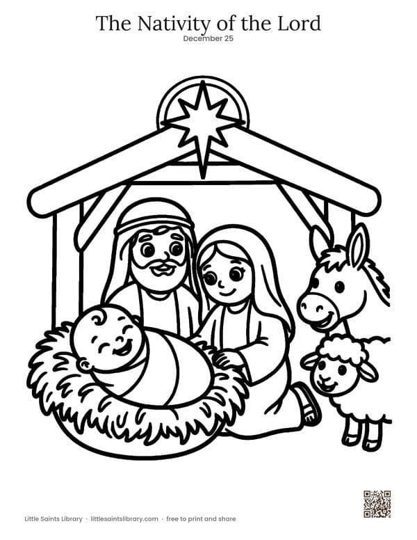 The Nativity of the Lord coloring sheet, preview