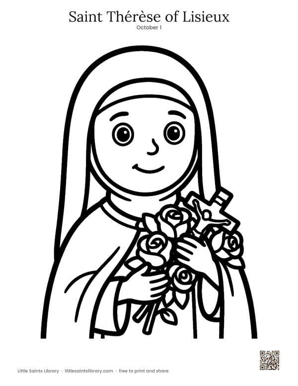 Saint Thérèse of Lisieux coloring sheet, preview