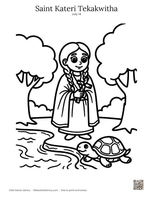 Saint Kateri Tekakwitha coloring sheet, preview