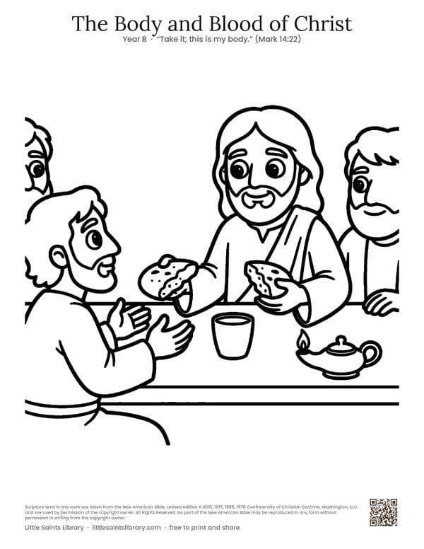 The Body and Blood of Christ, coloring sheet preview