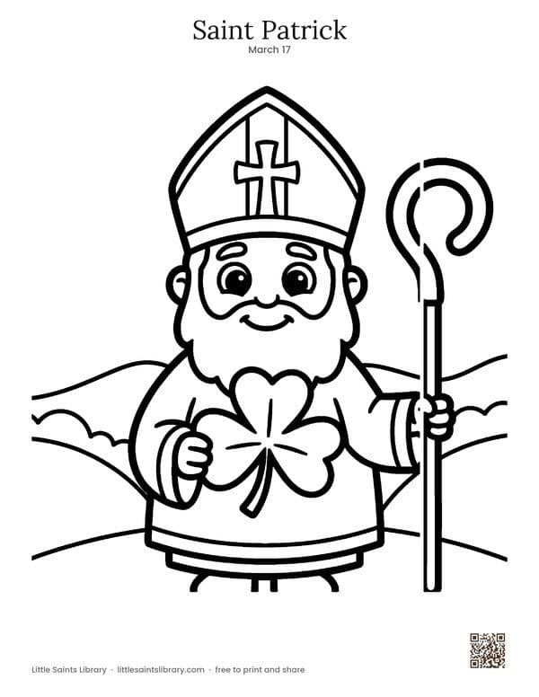 Saint Patrick coloring sheet, preview