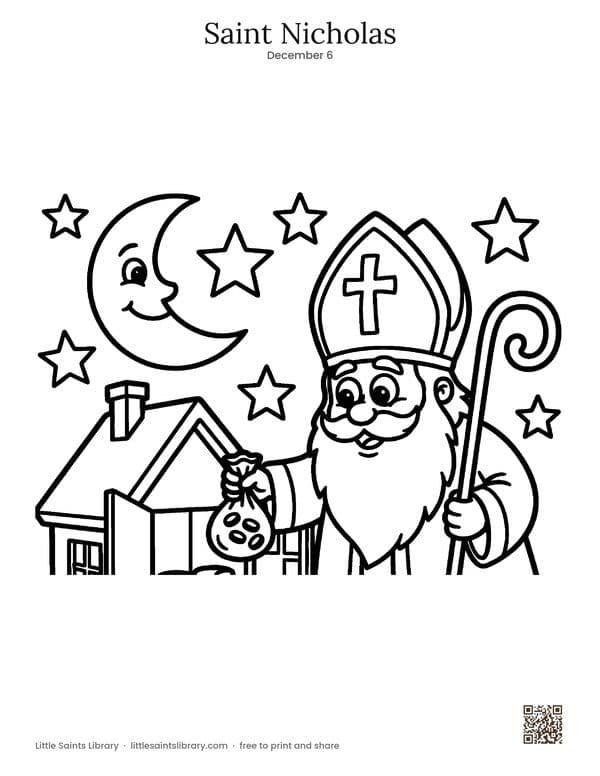 Saint Nicholas coloring sheet, preview