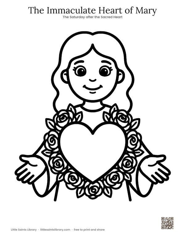 The Immaculate Heart of Mary coloring sheet, preview