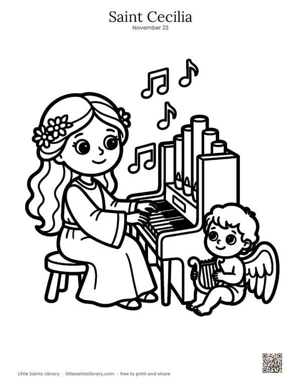 Saint Cecilia coloring sheet, preview