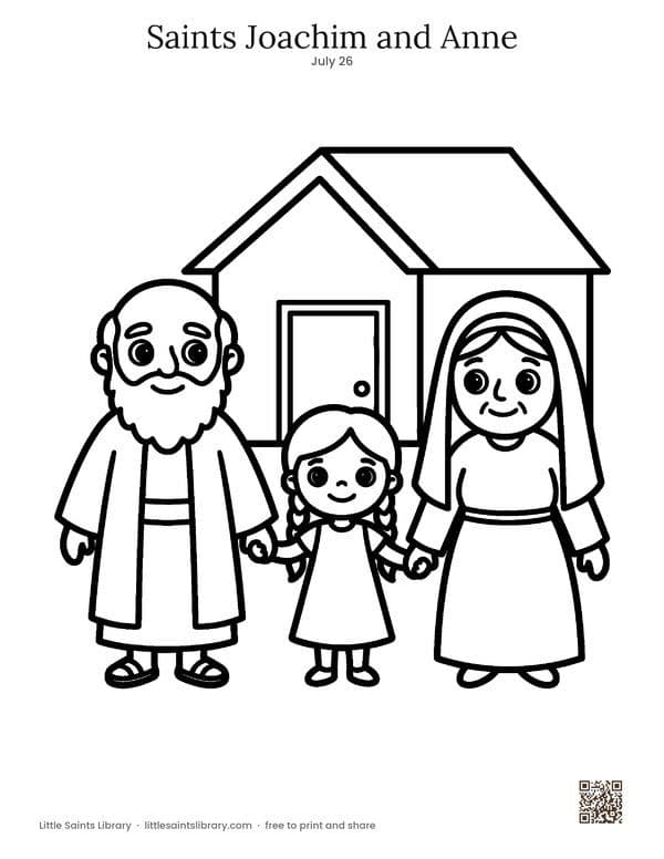 Saints Joachim and Anne coloring sheet, preview