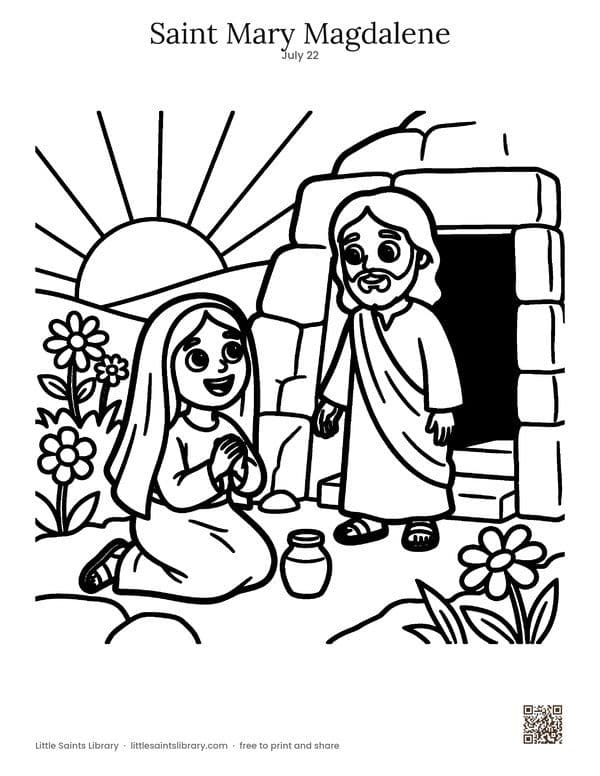 Saint Mary Magdalene coloring sheet, preview