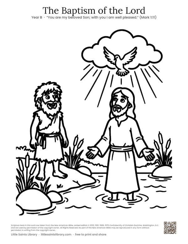 The Baptism of the Lord, coloring sheet preview