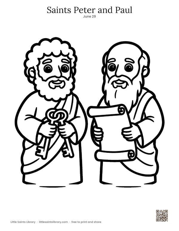 Saints Peter and Paul coloring sheet, preview