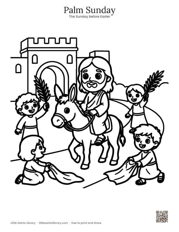 Palm Sunday coloring sheet, preview