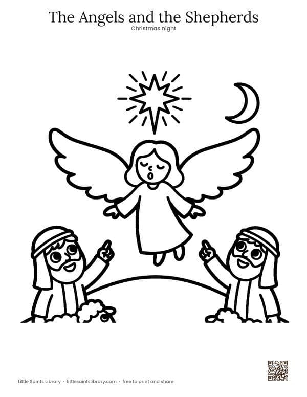 The Angels and the Shepherds coloring sheet, preview