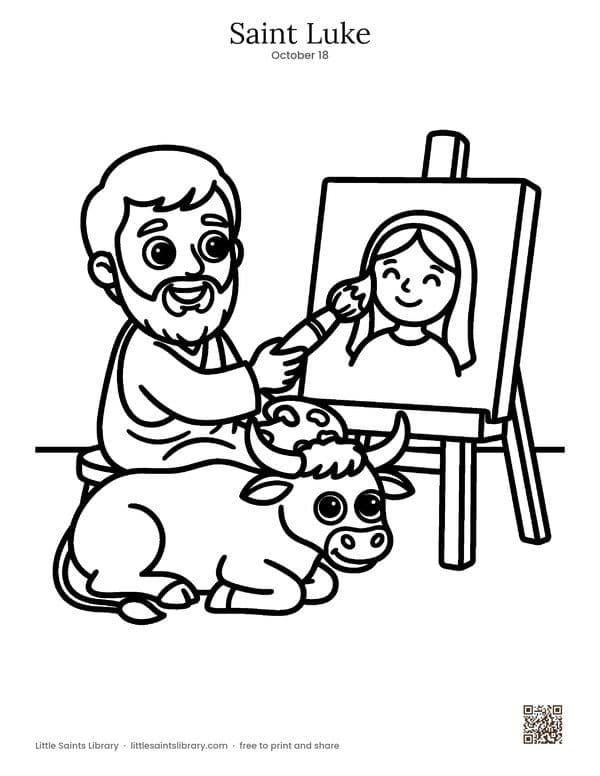 Saint Luke coloring sheet, preview