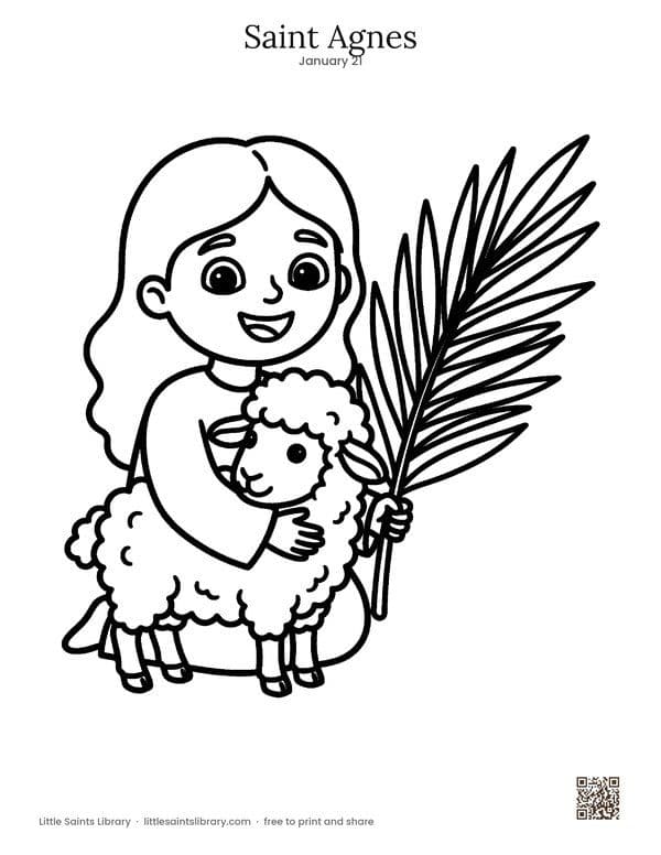 Saint Agnes coloring sheet, preview