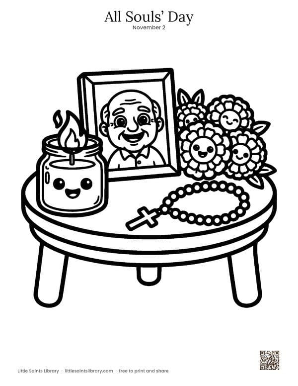 All Souls’ Day coloring sheet, preview