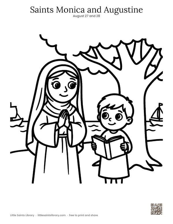 Saints Monica and Augustine coloring sheet, preview