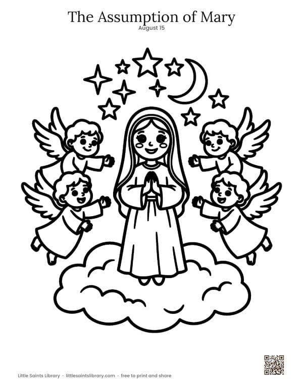 The Assumption of Mary coloring sheet, preview