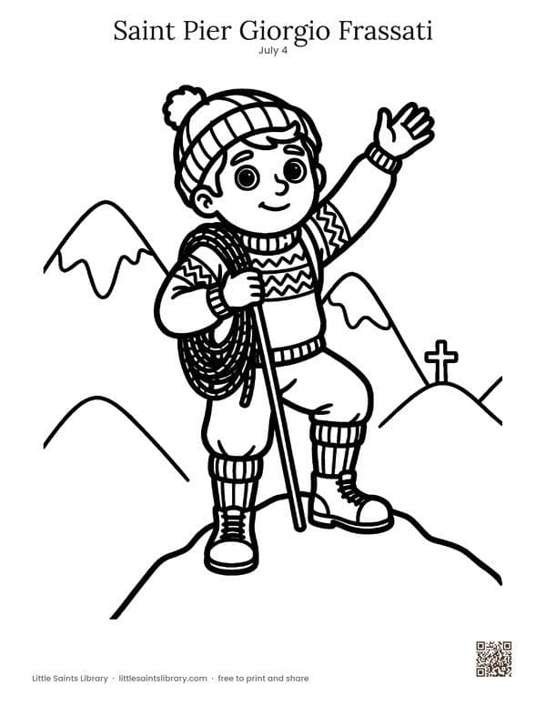 Saint Pier Giorgio Frassati coloring sheet, preview