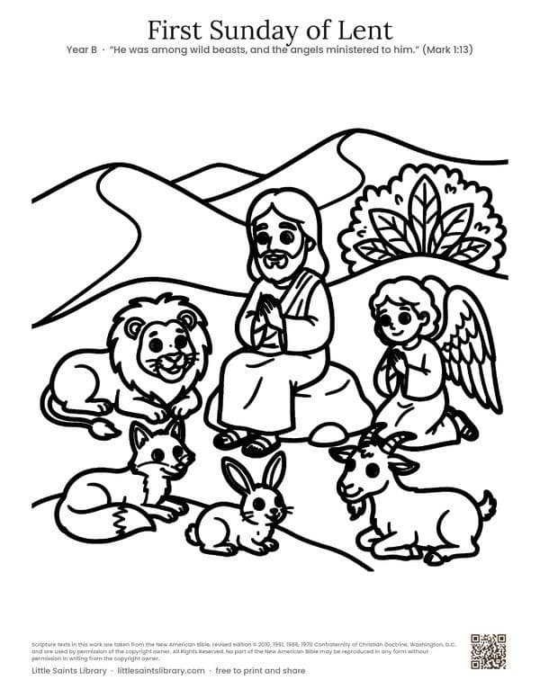 First Sunday of Lent, coloring sheet preview