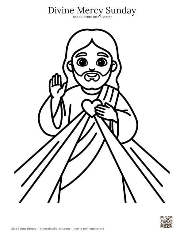 Divine Mercy Sunday coloring sheet, preview