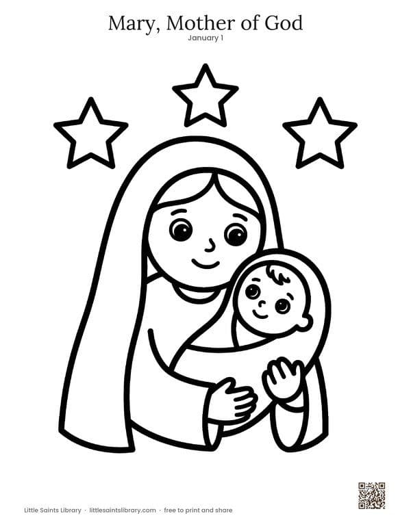 Mary, Mother of God coloring sheet, preview