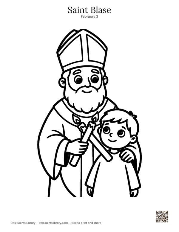 Saint Blase coloring sheet, preview