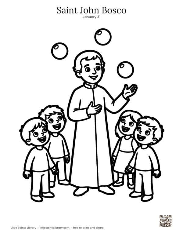 Saint John Bosco coloring sheet, preview