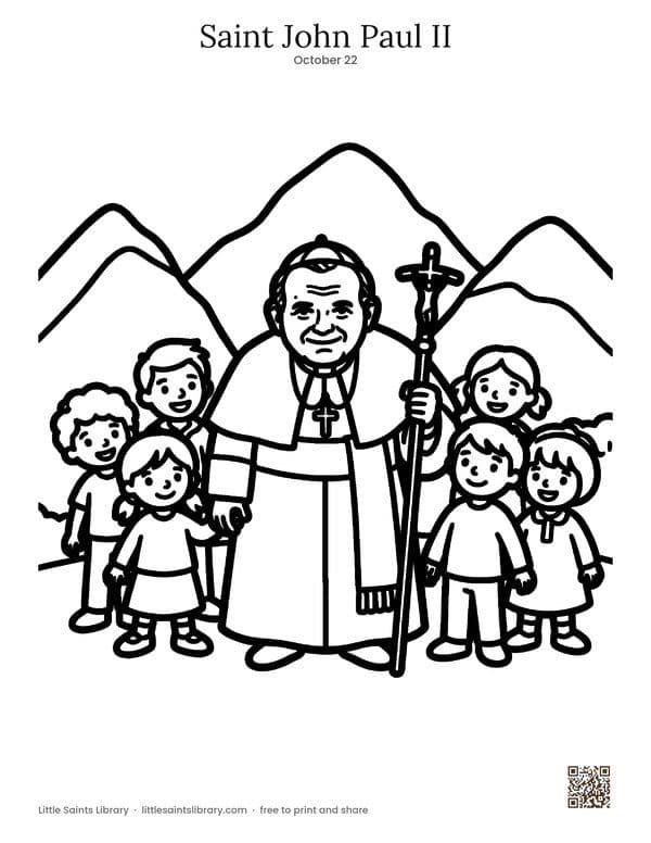Saint John Paul II coloring sheet, preview