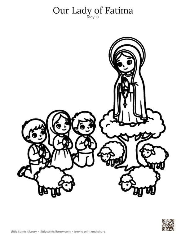 Our Lady of Fatima coloring sheet, preview
