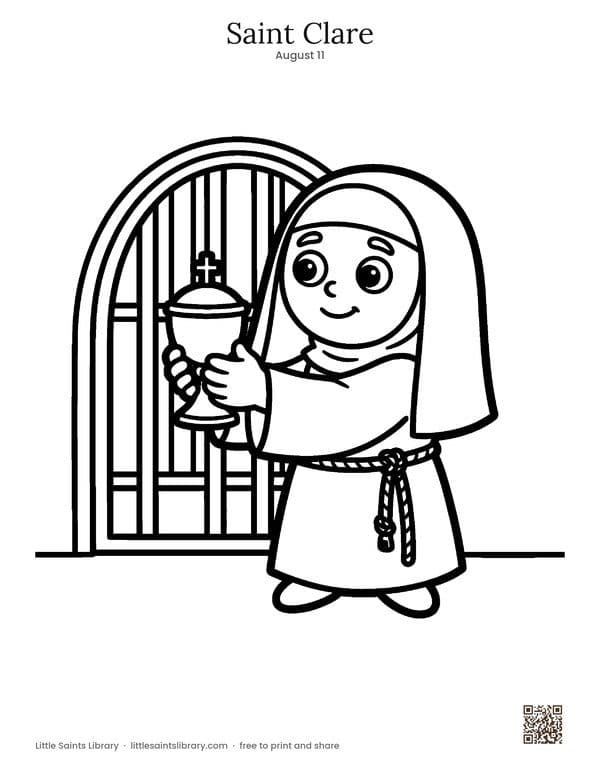 Saint Clare coloring sheet, preview
