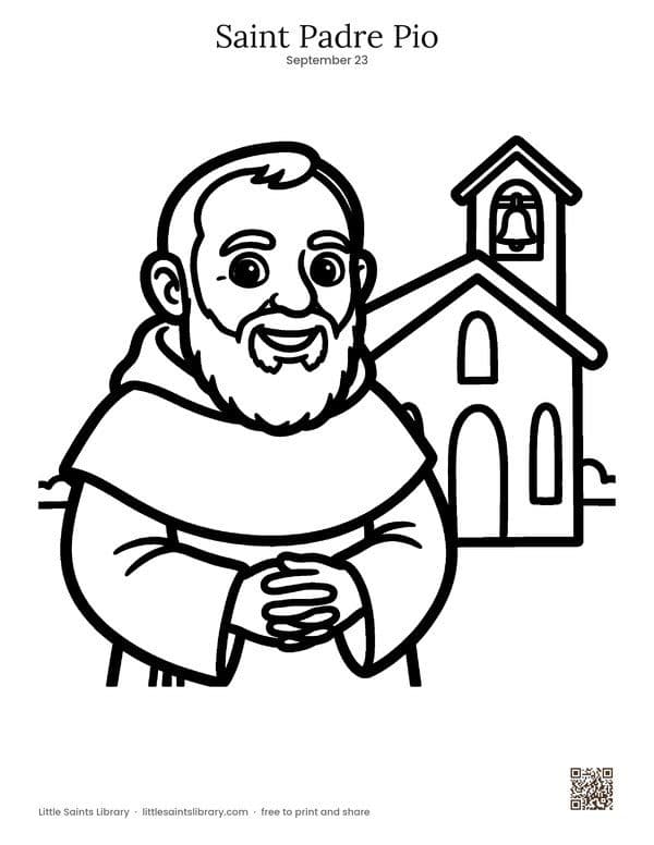 Saint Padre Pio coloring sheet, preview