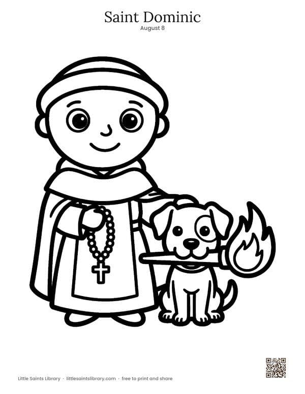 Saint Dominic coloring sheet, preview