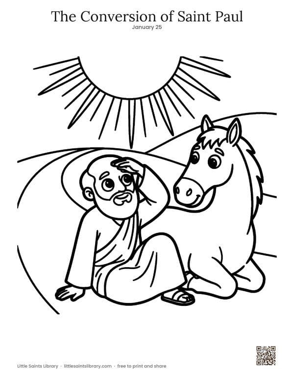 The Conversion of Saint Paul coloring sheet, preview