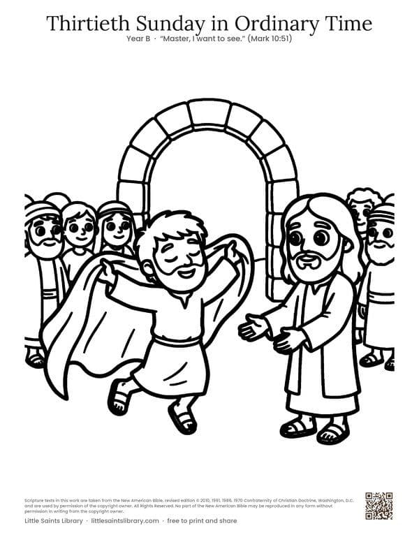 Thirtieth Sunday in Ordinary Time, coloring sheet preview