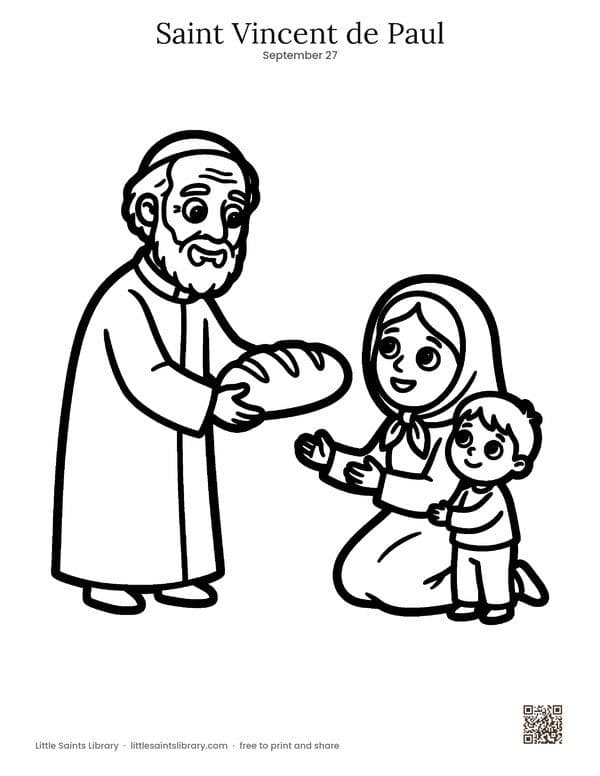 Saint Vincent de Paul coloring sheet, preview